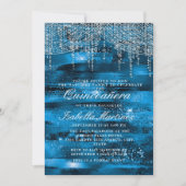 ブルーエレガントシルバーストリングライツキンチェニェラ 招待状 (正面)