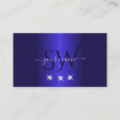 ブルーエレガントシルバーダイヤきらめくモンドイニシャル 名刺 (正面)