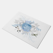 ブルーエレガントシルバートンフライフローラ ドアマット (アングル)