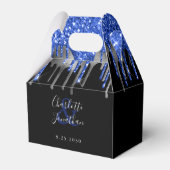 ブルーエレガントシルバーブラックグリッタードリップ結婚ズ フェイバーボックス (正面サイド)