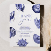 ブルーエレガントシーシェルブライダルシャワー サンキューカード