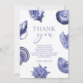 ブルーエレガントシーシェルブライダルシャワー サンキューカード (正面)