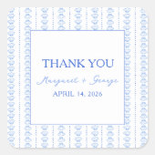 ブルーエレガントシーシェル海結婚沿岸ありがとう スクエアシール (正面)