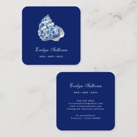 ブルーエレガントシーセルロゴ名刺 スクエア名刺 (正面/裏面)