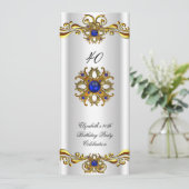 ブルーエレガントジュエル金ゴールド誕生日パーティー2 招待状 (スタンド正面)