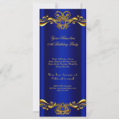 ブルーエレガントジュエル金ゴールド誕生日パーティー3 招待状 (裏面)