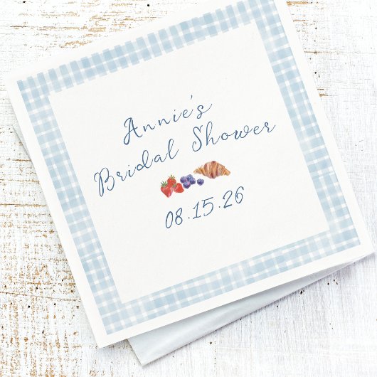 ブルーエレガントジンガムサマーブランチブライダルシャワー スタンダードカクテルナプキン