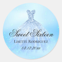 ブルーエレガントスウィート16バースデーパーティー ラウンドシール