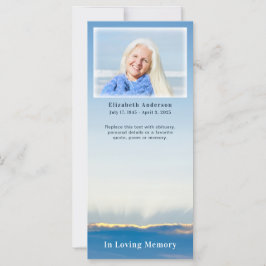 ブルーエレガントスカイ葬儀記念写真カード カード