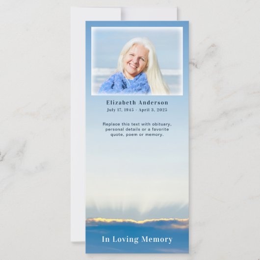 ブルーエレガントスカイ葬儀記念写真カード カード (正面)