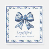 ブルーエレガントスタイリッシュフローラボウ卒業 スタンダードランチョンナプキン (正面)