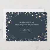ブルーエレガントスターズスノー写真メリークリスマスカード シーズンカード (裏面)