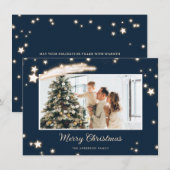 ブルーエレガントスターフォトメリークリスマスカード シーズンカード (正面/裏面)