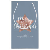 ブルーエレガントスターメリークリスマス スモールペーパーバッグ (裏面)