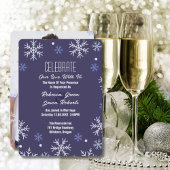ブルーエレガントスノーフレークウィンターワンダー結婚ランド 招待状