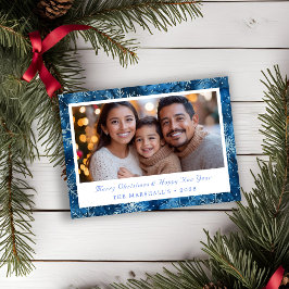 ブルーエレガントスノーフレークスホリデーフォト シーズンカード