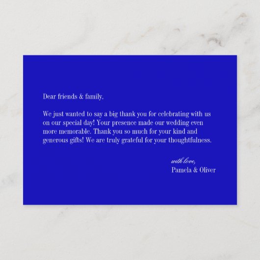 ブルーエレガントズの色結婚付き エンクロージャーカード (裏面)