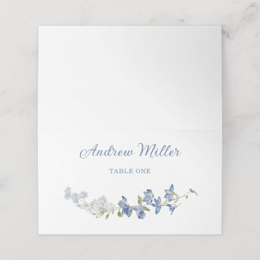 ブルーエレガントズ結婚フローラ折り曲げ座席表 プレイスカード (外部開封)