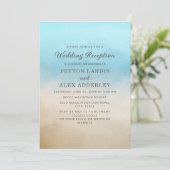 ブルーエレガントタンビーチ海ウェディングレセプション 招待状 (スタンド正面)