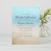 ブルーエレガントタンビーチ海ブライダルシャワー 招待状 (スタンド正面)