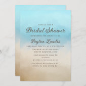 ブルーエレガントタンビーチ海ブライダルシャワー 招待状 (正面/裏面)