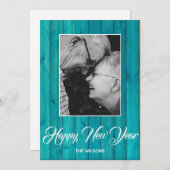 ブルーエレガントターコイズウッドカスタム写真 シーズンカード (正面/裏面)