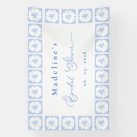 ブルーエレガントタ地中海のイルブライダルシャワー 横断幕 (縦)