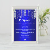 ブルーエレガントダイヤモンドと真珠のウェディングレセプション 招待状 (スタンド正面)