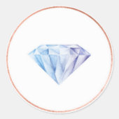 ブルーエレガントダイヤモンドバラ金ゴールド封筒用シール ラウンドシール (正面)