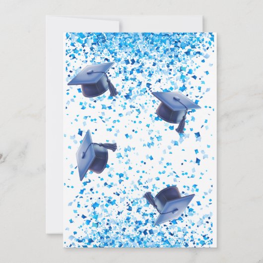 ブルーエレガントダブルお祝い卒業パーティー 招待状 (裏面)