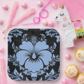 ブルーエレガントダマスククリスマスカスタム紙プレート ペーパープレート (パーティー)