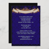 ブルーエレガントダマスクゴシック結婚式招待状 招待状 (正面/裏面)