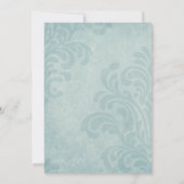 ブルーエレガントダマスクブライダルルンチョン 招待状 (裏面)