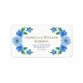 ブルーエレガントダリア結婚の住所 ラベル (正面)