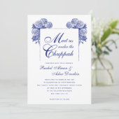 ブルーエレガントチュパヴィンテージフローラユダヤ結婚人 招待状 (スタンド正面)