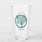 ブルーエレガントツリーオブライフナマステ禅ヨガ タンブラーグラス (正面)