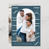 ブルーエレガントツーフォトホリデー シーズンカード (正面/裏面)