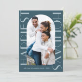 ブルーエレガントツーフォトホリデー シーズンカード (スタンド正面)