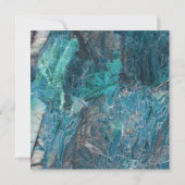 ブルーエレガントティール（緑がかった色）グリーンマーブルジオメトリック結婚ス 招待状 (裏面)