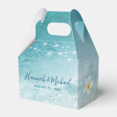 ブルーエレガントティール(緑がかった色)サンキュースターフィッシュビーチ結婚式 フェイバーボックス (裏面サイド)