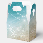 ブルーエレガントティール(緑がかった色)サンキュースターフィッシュビーチ結婚式 フェイバーボックス (オープン)