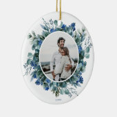 ブルーエレガントティール（緑がかった色）フローラリース写真 セラミックオーナメント (右)