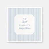 ブルーエレガントテディベア名門私立校風のかわいい赤ちゃんシャワー スタンダードカクテルナプキン (正面)