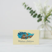 ブルーエレガントテラコッタボホウォーターのカラーフェザー 名刺 (スタンド正面)