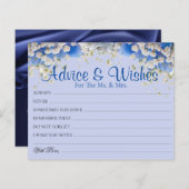 ブルーエレガントデイジーの結婚アドバイスウィッシュカード (正面/裏面)