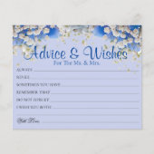ブルーエレガントデイジーの結婚アドバイスウィッシュカード (正面)