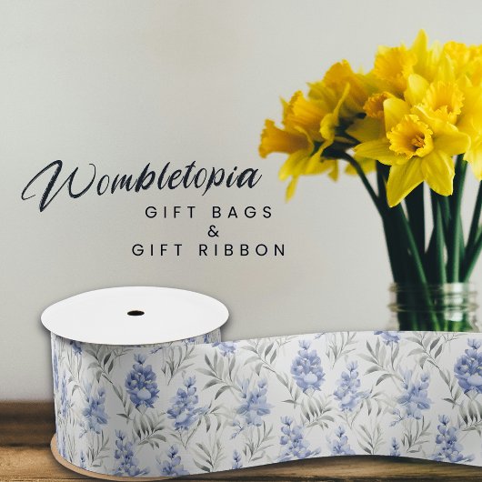 ブルーエレガントデルフィニウムフローラ サテンリボン