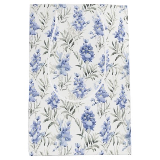 ブルーエレガントデルフィニウムフローラ ミディアムペーパーバッグ (正面)