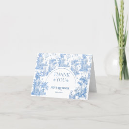 ブルーエレガントトイルサファリボーイベビーシャワー サンキューカード