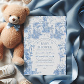ブルーエレガントトイルサファリボーイベビーシャワー 招待状